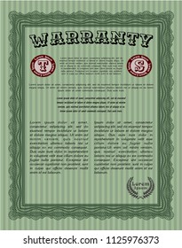 Green Retro vintage Warranty Certificate. With great quality guilloche pattern. Customizable, Easy to edit and change colors. Money design. 