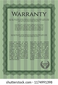 Green Retro vintage Warranty Certificate. Customizable, Easy to edit and change colors. With guilloche pattern and background. Excellent design. 