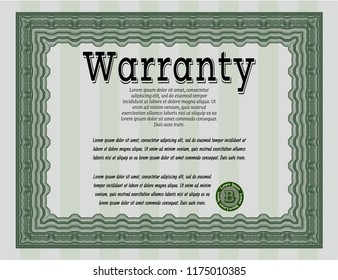 Green Retro vintage Warranty Certificate. Printer friendly. Customizable, Easy to edit and change colors. Artistry design. 