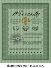 Green Retro vintage Warranty Certificate. With great quality guilloche pattern. Excellent design. Customizable, Easy to edit and change colors. 