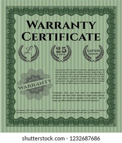 Green Retro vintage Warranty Certificate. Easy to print. Excellent design. Customizable, Easy to edit and change colors. 
