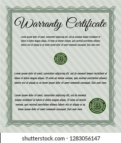 Green Retro vintage Warranty Certificate. Artistry design. Printer friendly. Customizable, Easy to edit and change colors. 