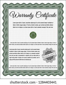 Green Retro vintage Warranty Certificate. With background. Vector illustration. Modern design. 