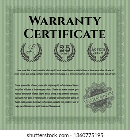 Green Retro vintage Warranty Certificate. Customizable, Easy to edit and change colors. With great quality guilloche pattern. Good design. 