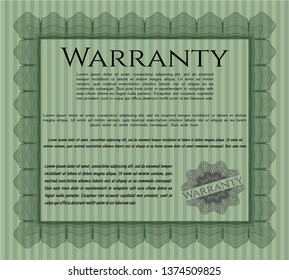 Green Retro vintage Warranty Certificate. Beauty design. Complex background. Detailed. 