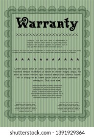 Green Retro vintage Warranty Certificate. Customizable, Easy to edit and change colors. Printer friendly. Cordial design. 
