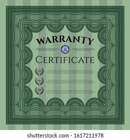 Green Retro vintage Warranty Certificate. Money design. Customizable, Easy to edit and change colors. With quality background. 