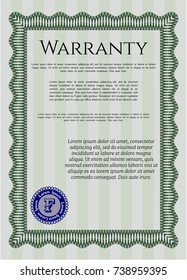 Green Retro vintage Warranty Certificate. Sophisticated design. Customizable, Easy to edit and change colors. With linear background. 