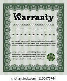 Green Retro Warranty Certificate template. With guilloche pattern and background. Elegant design. Customizable, Easy to edit and change colors. 