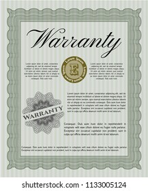 Green Retro Warranty Certificate template. With guilloche pattern and background. Customizable, Easy to edit and change colors. Modern design. 