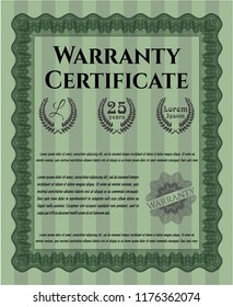 Green Retro Warranty Certificate template. Money style design. Printer friendly. Customizable, Easy to edit and change colors. 