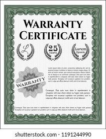 Green Retro Warranty Certificate template. Nice design. Printer friendly. Customizable, Easy to edit and change colors. 