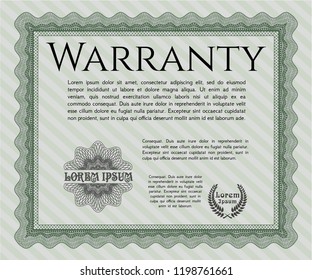 Green Retro Warranty Certificate template. Modern design. Printer friendly. Customizable, Easy to edit and change colors. 