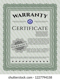 Green Retro Warranty Certificate template. Customizable, Easy to edit and change colors. Complex background. Excellent design. 
