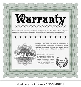 Green Retro Warranty Certificate template. Cordial design. Customizable, Easy to edit and change colors. With complex linear background. 