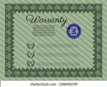 Green Retro Warranty Certificate template. Superior design. Printer friendly. Customizable, Easy to edit and change colors. 