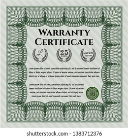 Green Retro Warranty Certificate template. Elegant design. Printer friendly. Customizable, Easy to edit and change colors. 