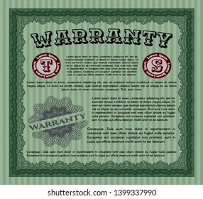 Green Retro Warranty Certificate template. Easy to print. Sophisticated design. Customizable, Easy to edit and change colors. 