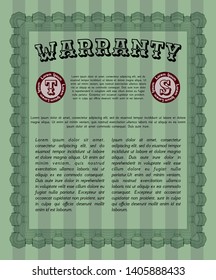 Green Retro Warranty Certificate template. Modern design. Printer friendly. Customizable, Easy to edit and change colors. 