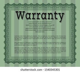 Green Retro Warranty Certificate template. Customizable, Easy to edit and change colors. With complex background. Good design. 