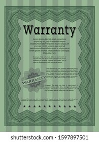 Green Retro Warranty Certificate template. Good design. With quality background. Customizable, Easy to edit and change colors. 