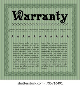 Green Retro Warranty Certificate template. Complex background. Money design. Vector illustration. 