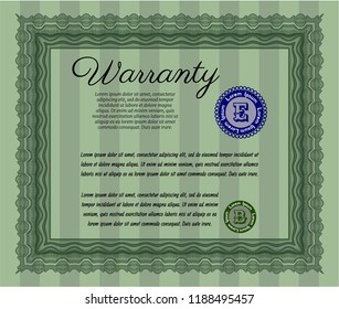 Green Retro Warranty template. With background. Excellent design. Customizable, Easy to edit and change colors. 