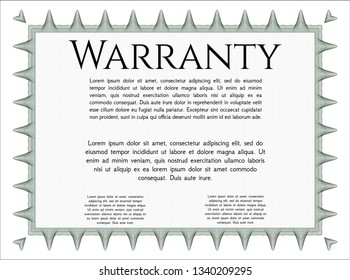 Green Retro Warranty template. With background. Money design. Vector illustration. 