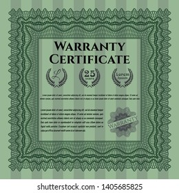 Green Retro Warranty template. With background. Lovely design. Customizable, Easy to edit and change colors. 