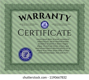 Green Retro Warranty template. Beauty design. Customizable, Easy to edit and change colors. With complex background. 