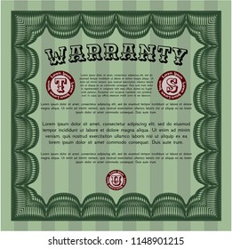 Green Retro Warranty template. With complex linear background. Customizable, Easy to edit and change colors. Money Pattern design. 