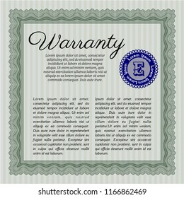 Green Retro Warranty template. With complex linear background. Customizable, Easy to edit and change colors. Lovely design. 