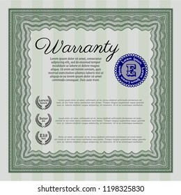 Green Retro Warranty template. Complex background. Detailed. Good design. 