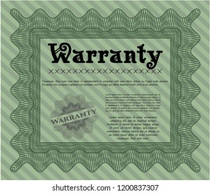 Green Retro Warranty template. With complex background. Detailed. Money Pattern. 