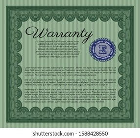 Green Retro Warranty template. Complex background. Customizable, Easy to edit and change colors. Lovely design. 