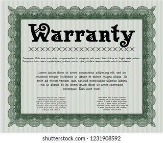 Green Retro Warranty template. Detailed. Printer friendly. Artistry design. 