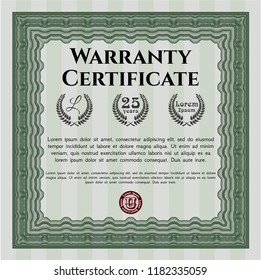 Green Retro Warranty template. Easy to print. Customizable, Easy to edit and change colors. Excellent design. 