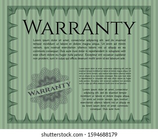Green Retro Warranty template. Elegant design. With background. Customizable, Easy to edit and change colors. 