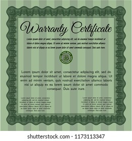 Green Retro Warranty template. Excellent design. With quality background. Detailed. 