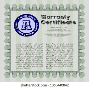 Green Retro Warranty template. Good design. Vector illustration. With background. 