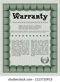 Green Retro Warranty template. Money Pattern design. With complex background. Customizable, Easy to edit and change colors. 