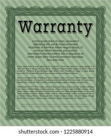 Green Retro Warranty template. Money design. Detailed. With complex background. 
