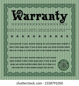 Green Retro Warranty template. Money design. Printer friendly. Vector illustration. 