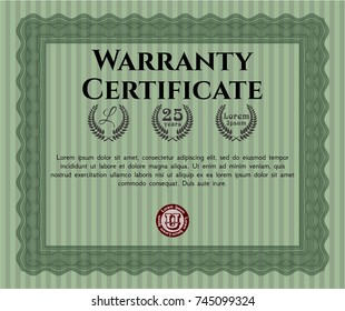 Green Retro Warranty template. Money Pattern design. With complex linear background. Vector illustration. Green Retro Warranty template. Money Pattern design. With complex linear background. Vector illustration.