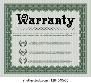 Green Retro Warranty template. Nice design. Detailed. Easy to print. 