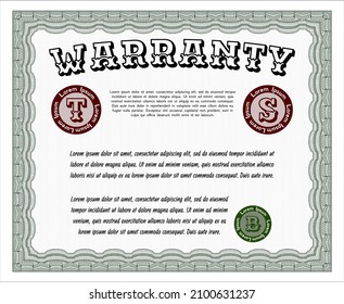 Green Retro Warranty template. Nice design.  Printer friendly.   