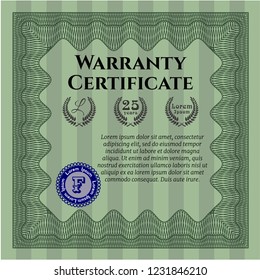 Green Retro Warranty template. Printer friendly. Detailed. Nice design. 