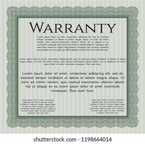 Green Retro Warranty template. With quality background. Artistry design. Customizable, Easy to edit and change colors. 