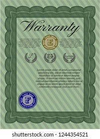 Green Retro Warranty template. With quality background. Detailed. Excellent design. 
