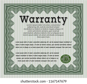Green Retro Warranty template. Sophisticated design. Customizable, Easy to edit and change colors. With background. 